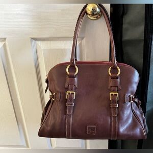 Dooney & Bourke Domed Buckle Satchel Chestnut Florentine Leather NWT Retail $548